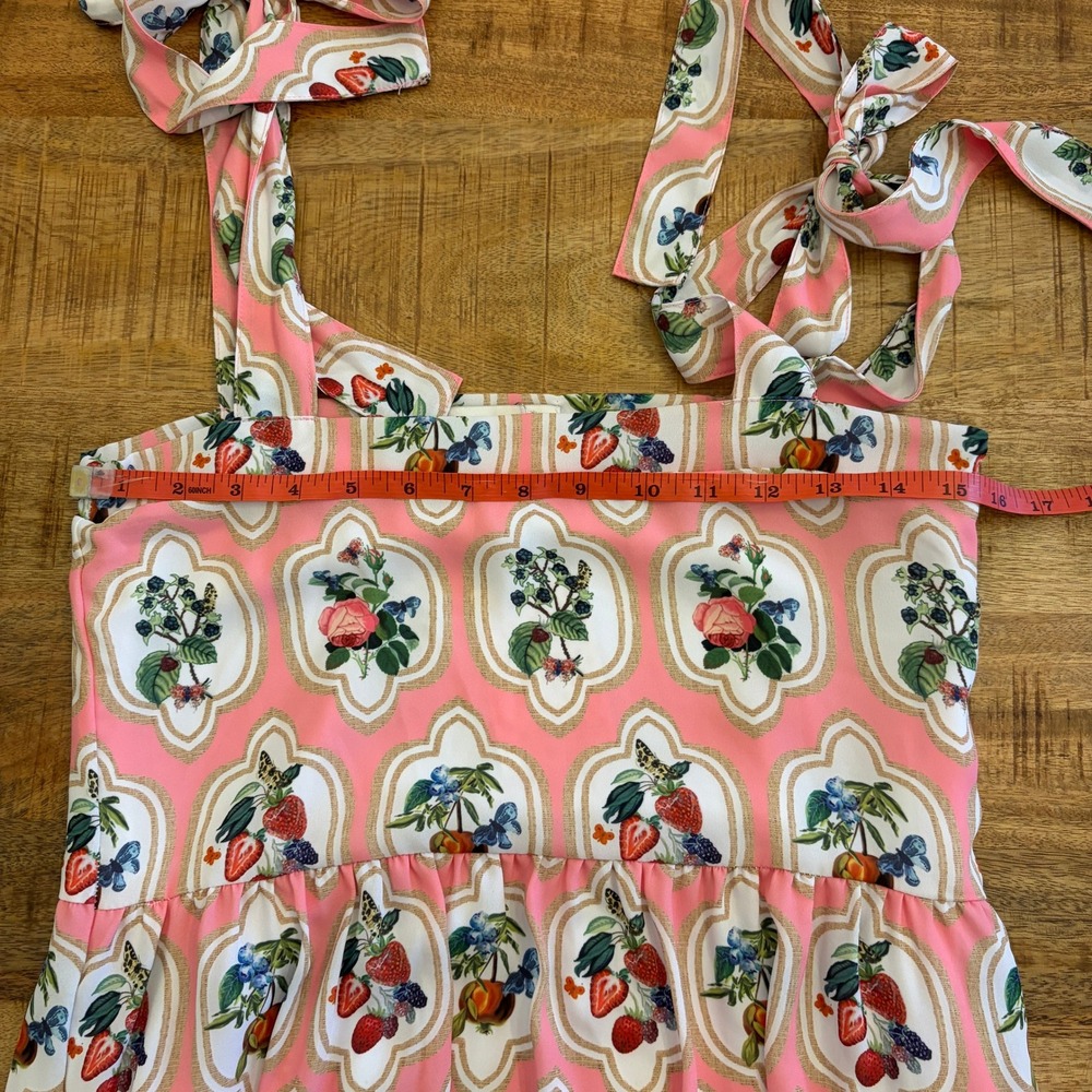 Smith & Quinn Sage Midi Dress S Fruit Patch Strawberry Print Butterfly Pink NWT - Picture 11 of 14